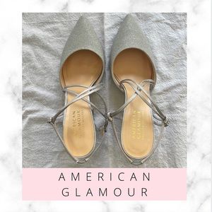 American Glamour Badgely Mischka Silver Sling-backs